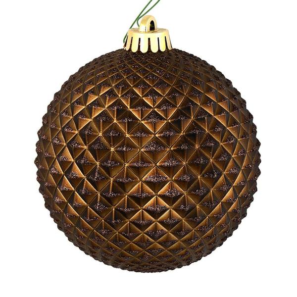4" Chocolate Durian Glitter Ball Ornament (6 pack)