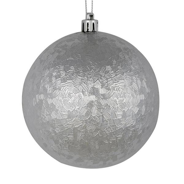 4" Silver Brushed Ball Ornament (6 pack)