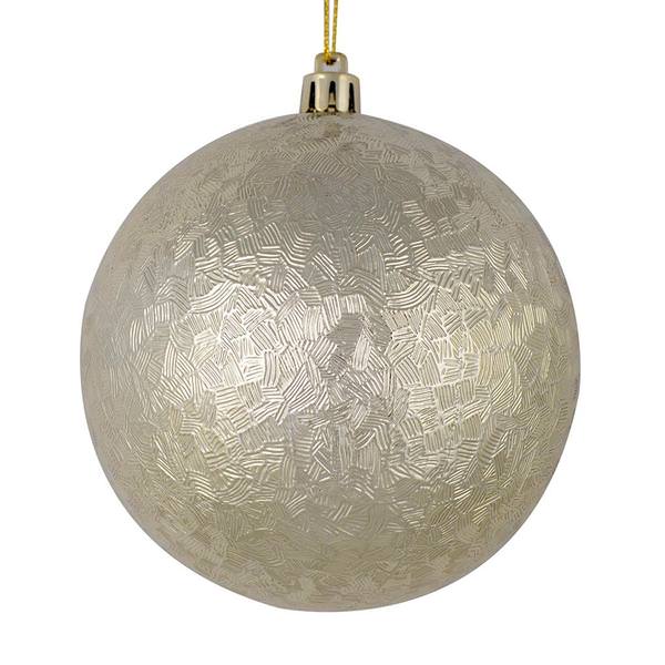 4" Champagne Brushed Ball Ornament (6 pack)