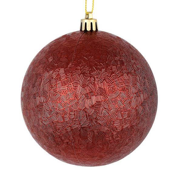 4" Burgundy Brushed Ball Ornament (6 pack)