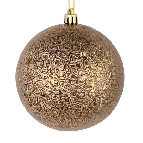 4" Mocha Brushed Ball Ornament (6 pack)