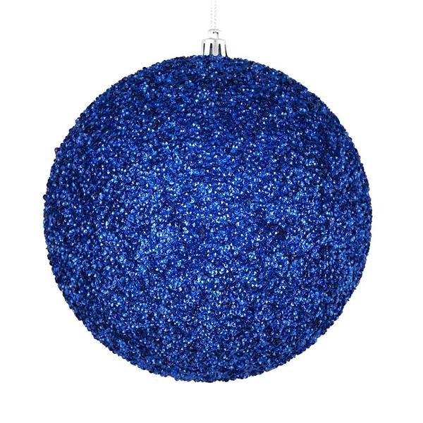 4" Blue Beaded Ball Ornament (6 pack)