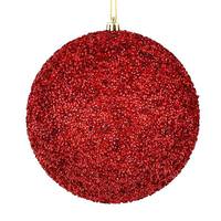 View 6" Red Beaded Ball Ornament (4 pack)