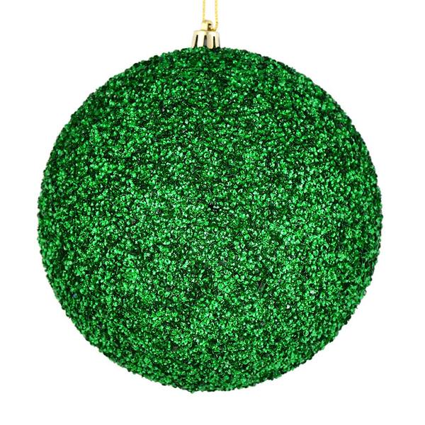 6" Green Beaded Ball Ornament (4 pack)