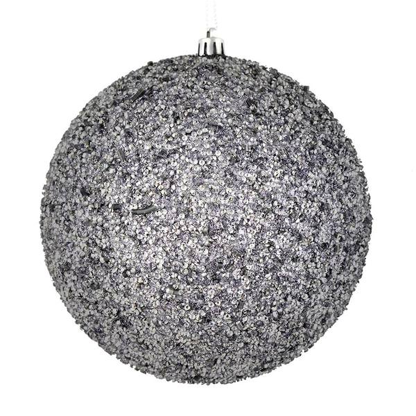 4" Silver Beaded Ball Ornament (6 pack)