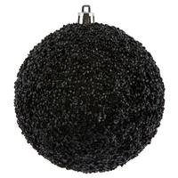 Vickerman 4" Black Beaded Ball Ornament (6 pack)