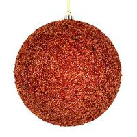 Vickerman 4" Burnished Orange Beaded Ball Ornament (6 pack)