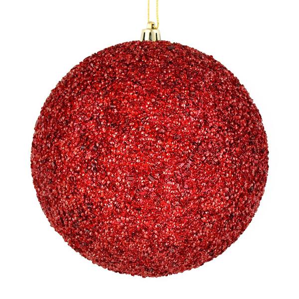 6" Wine Beaded Ball Ornament (4 pack)