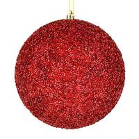 Vickerman 6" Wine Beaded Ball Ornament (4 pack)