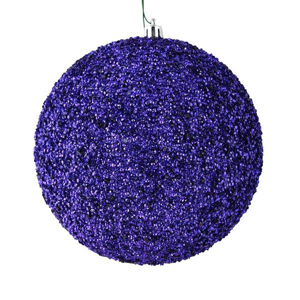 4" Cobalt Blue Beaded Ball Ornament (6 pack)