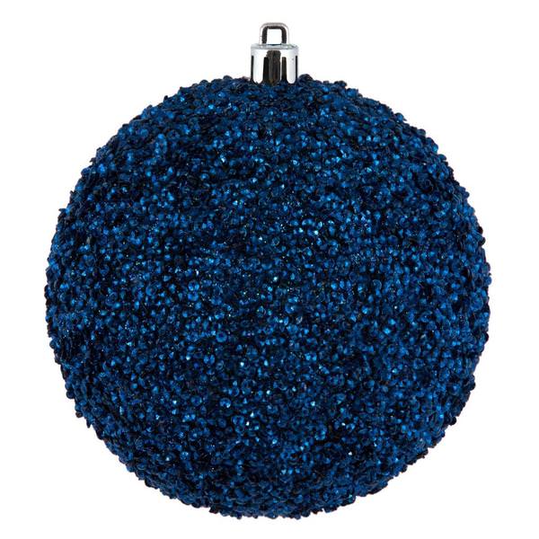 8" Midnight Blue Beaded Ball Ornament (2 pack)