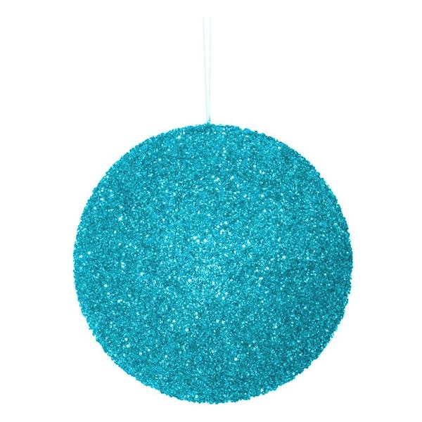 4" Baby Blue Beaded Ball Ornament (6 pack)