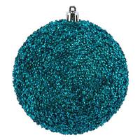 Vickerman 4" Teal Beaded Ball Ornament (6 pack)