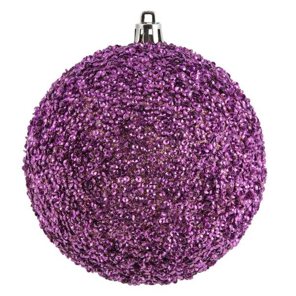 8" Mauve Beaded Ball Ornament (2 pack)