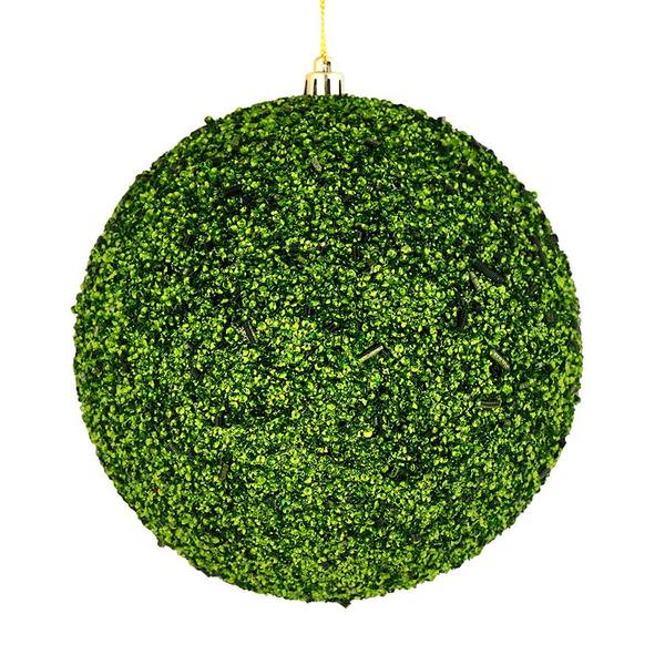 6" Moss Green Beaded Ball Ornament (4 pack)