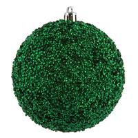 Vickerman 4.75" Midnight Green Beaded Ball Ornament (6 pack)