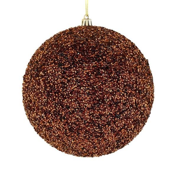 6" Mocha Beaded Ball Ornament (4 pack)