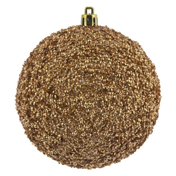 4" Cafe Latte Beaded Ball Ornament (6 pack)