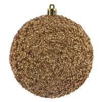 Vickerman 4" Cafe Latte Beaded Ball Ornament (6 pack)