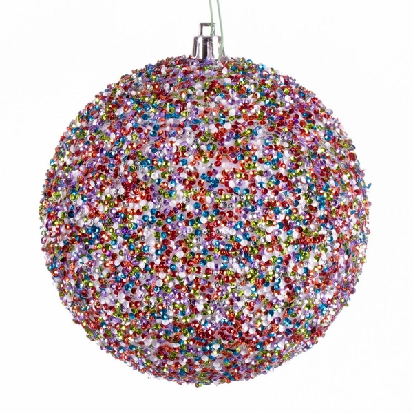 4" Multi-Color Glitter Ball Christmas Ornament (6 Pack)