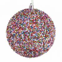 Vickerman 4" Multi-Color Glitter Ball Christmas Ornament (6 Pack)