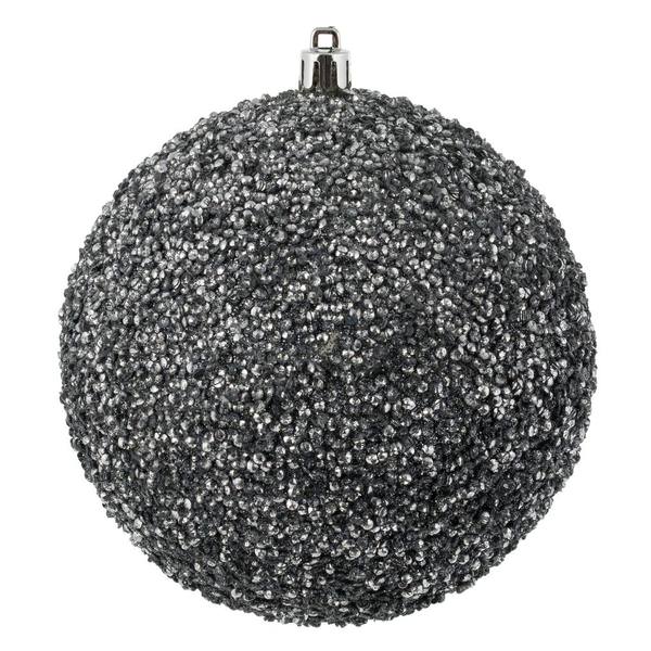 8" Pewter Beaded Ball Ornament (2 pack)