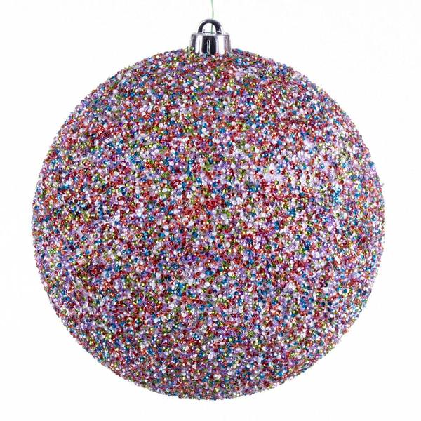 6" Multi-Color Beaded Christmas Ornament (4 Pack)