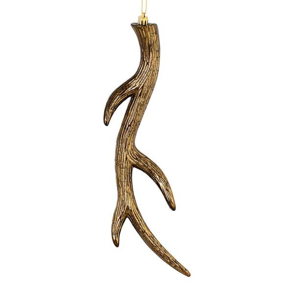12" Mocha Brushed Antler Ornament (6 pack)