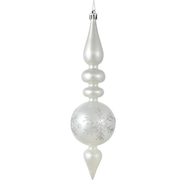 10" Silver Candy Snowflake Finial Ornament (4 pack)