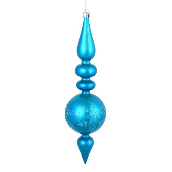 10" Turquoise Candy Snowflake Finial Ornament (4 pack)