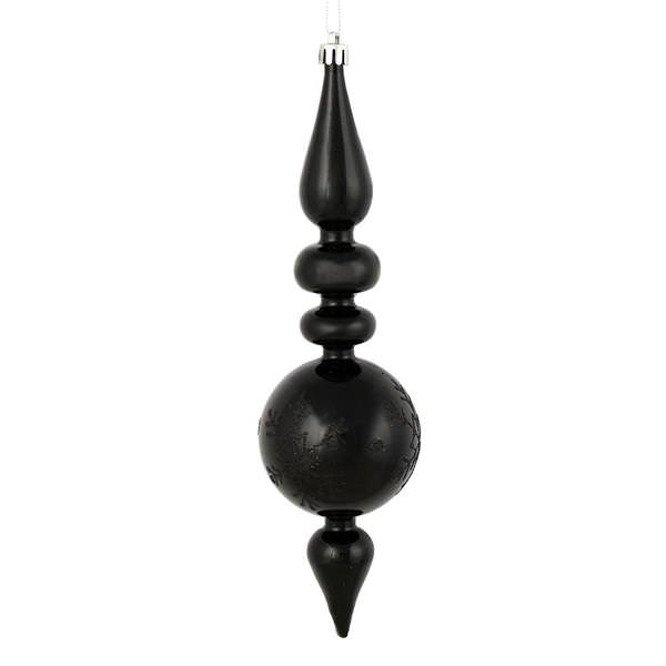 10" Black Candy Snowflake Finial Ornament (4 pack)
