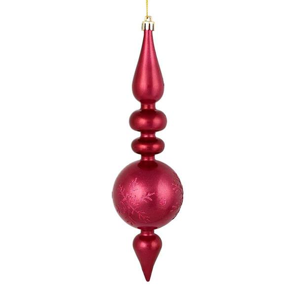 10" Berry Red Candy Snowflake Finial Ornament (4 pack)