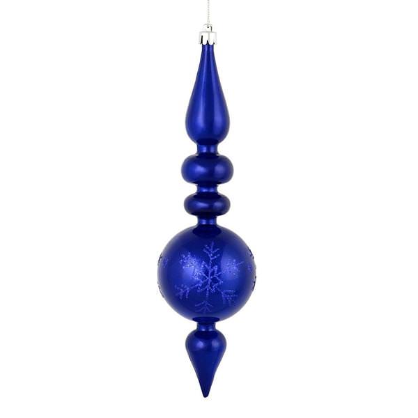 10" Cobalt Blue Candy Snowflake Finial Ornament (4 pack)