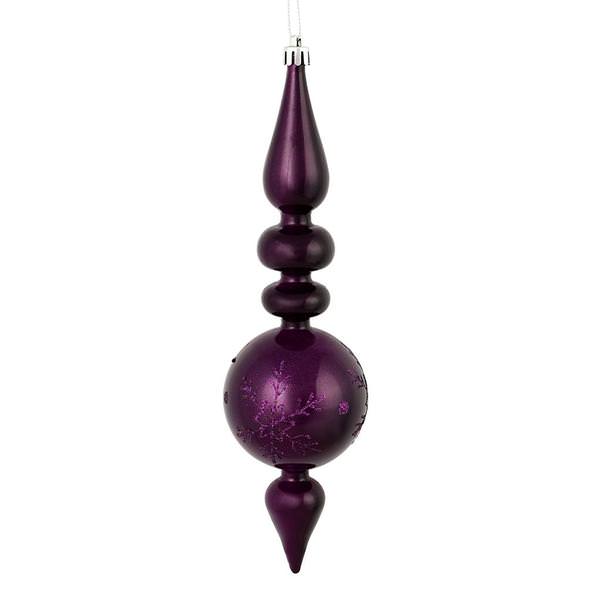 10" Plum Candy Snowflake Finial Ornament (4 pack)