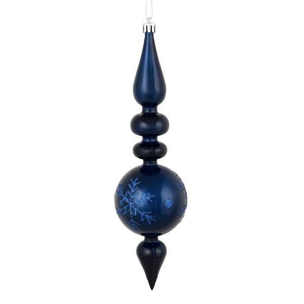 10" Midnight Blue Candy Snowflake Finial Ornament (4 pack)