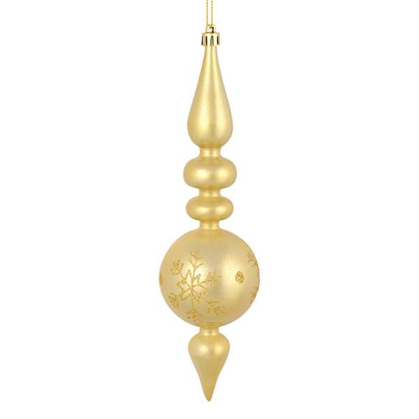 10" Champagne Candy Snowflake Finial Ornament (4 pack)