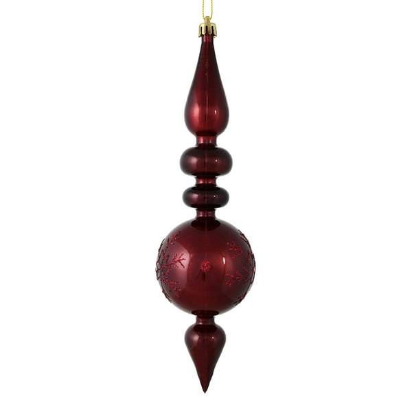 10" Burgundy Candy Snowflake Finial Ornament (4 pack)