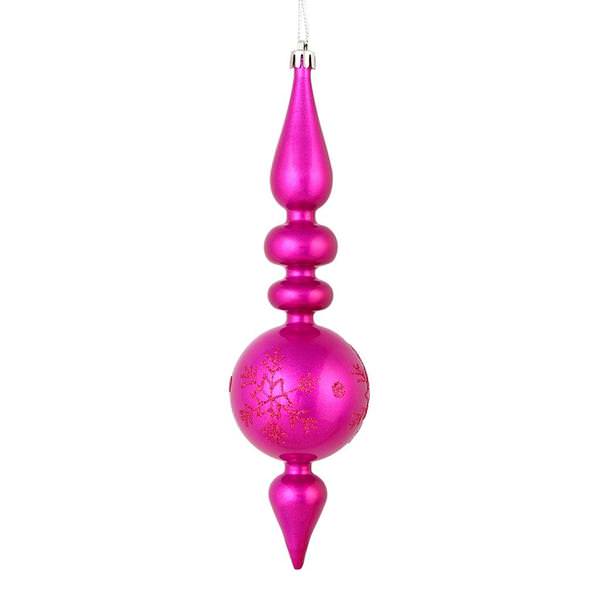 10" Fuchsia Candy Snowflake Finial Ornament (4 pack)