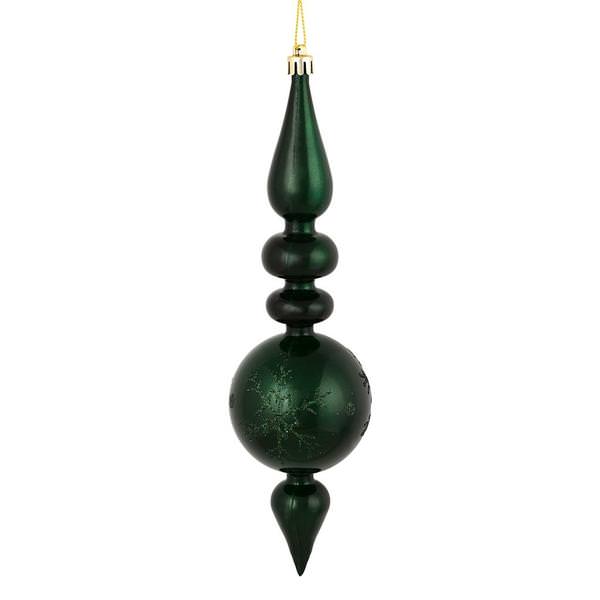 10" Midnight Green Candy Snowflake Finial Ornament (4 pack)