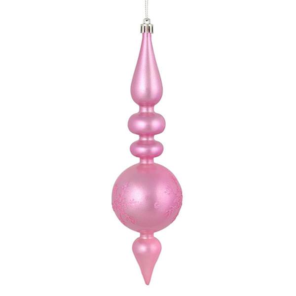 10" Pink Candy Snowflake Finial Ornament (4 pack)