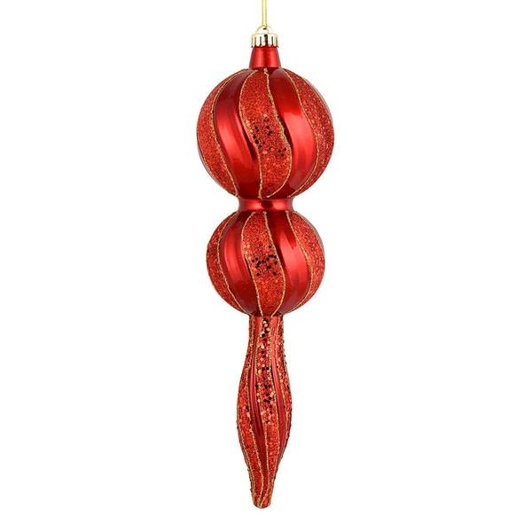 16.5" Red Candy Glitter Finial Ornament