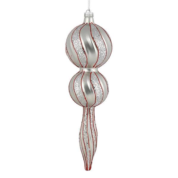 16.5" Silver Candy Glitter Finial Ornament