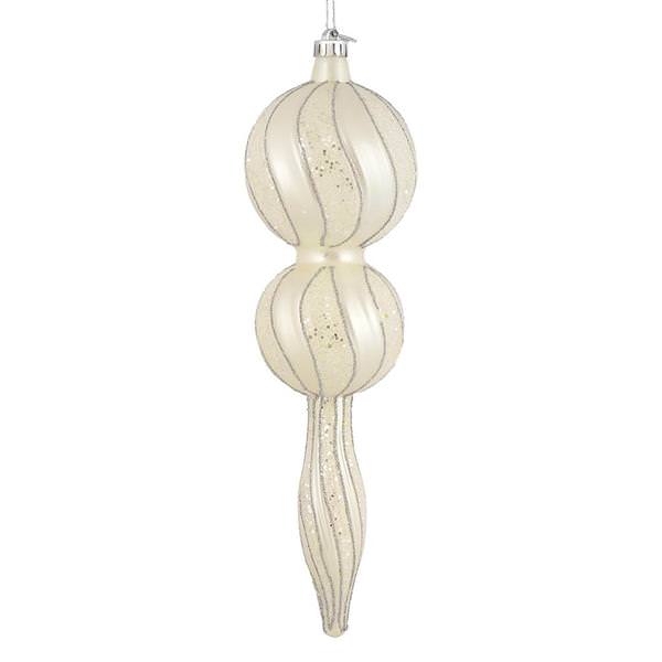 16.5" Ivory Candy Glitter Finial Ornament