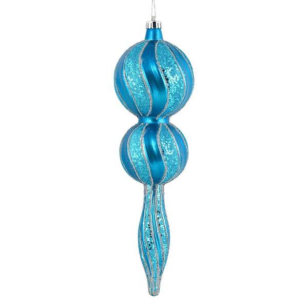 16.5" Turquoise Candy Glitter Finial Ornament