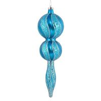 Vickerman 16.5" Turquoise Candy Glitter Finial Ornament