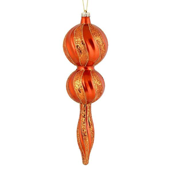 16.5" Burnished Orange Candy Glitter Finial Ornament