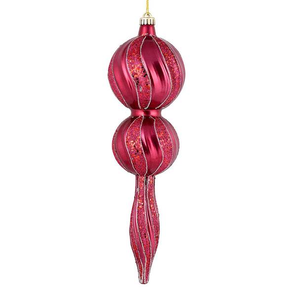 16.5" Berry Red Candy Glitter Finial Ornament