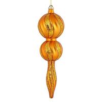 View 16.5" Antique Gold Candy Glitter Finial Ornament