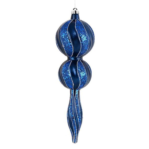 16.5" Midnight Blue Candy Glitter Finial Ornament
