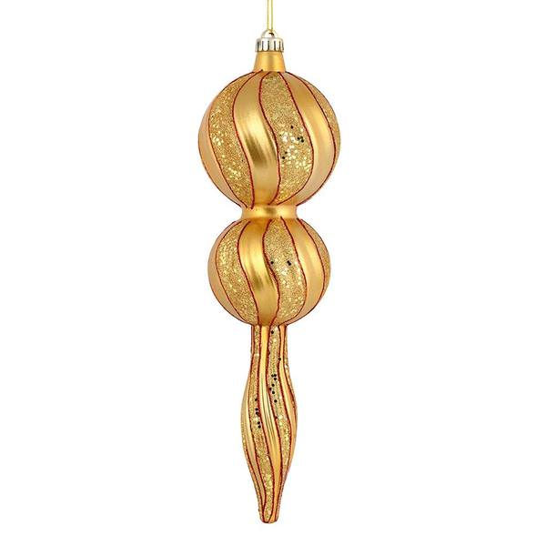 16.5" Copper Gold Candy Glitter Finial Ornament